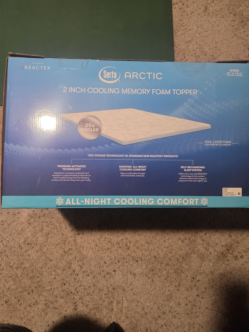 Arctic Serta 2-Inch Cooling Memory Foam Topper 25× - Blue